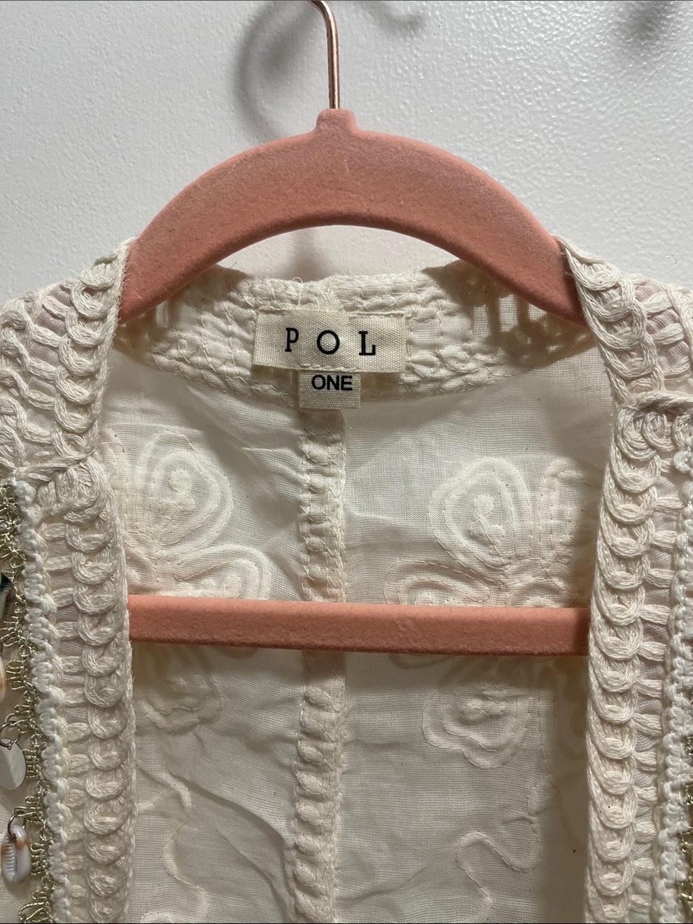 POL OS Batwing Embroidered Conch Shell Cardigan - Picture 7 of 8